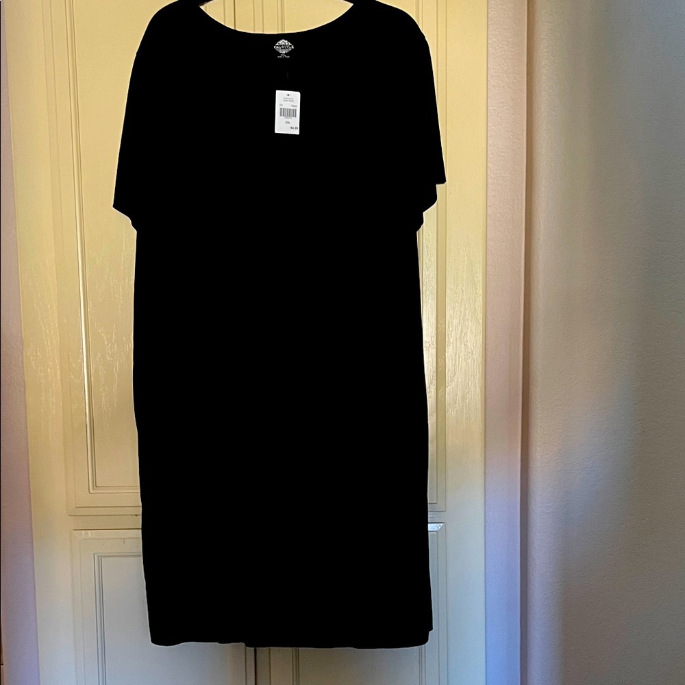 NWT Calstyle xxl faux suede Black Short Sleeve Dress. Not heavy, comfy & soft